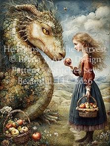 He Helps With the Harvest counted cross stitch pattern by Bryna T Art & Design (Digital Format)
