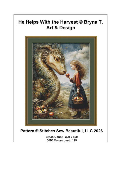 He Helps With the Harvest counted cross stitch pattern by Bryna T Art & Design (Digital Format)