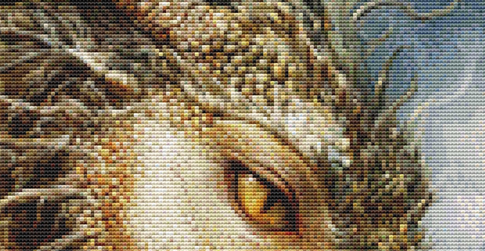 He Helps With the Harvest counted cross stitch pattern by Bryna T Art & Design (Digital Format)