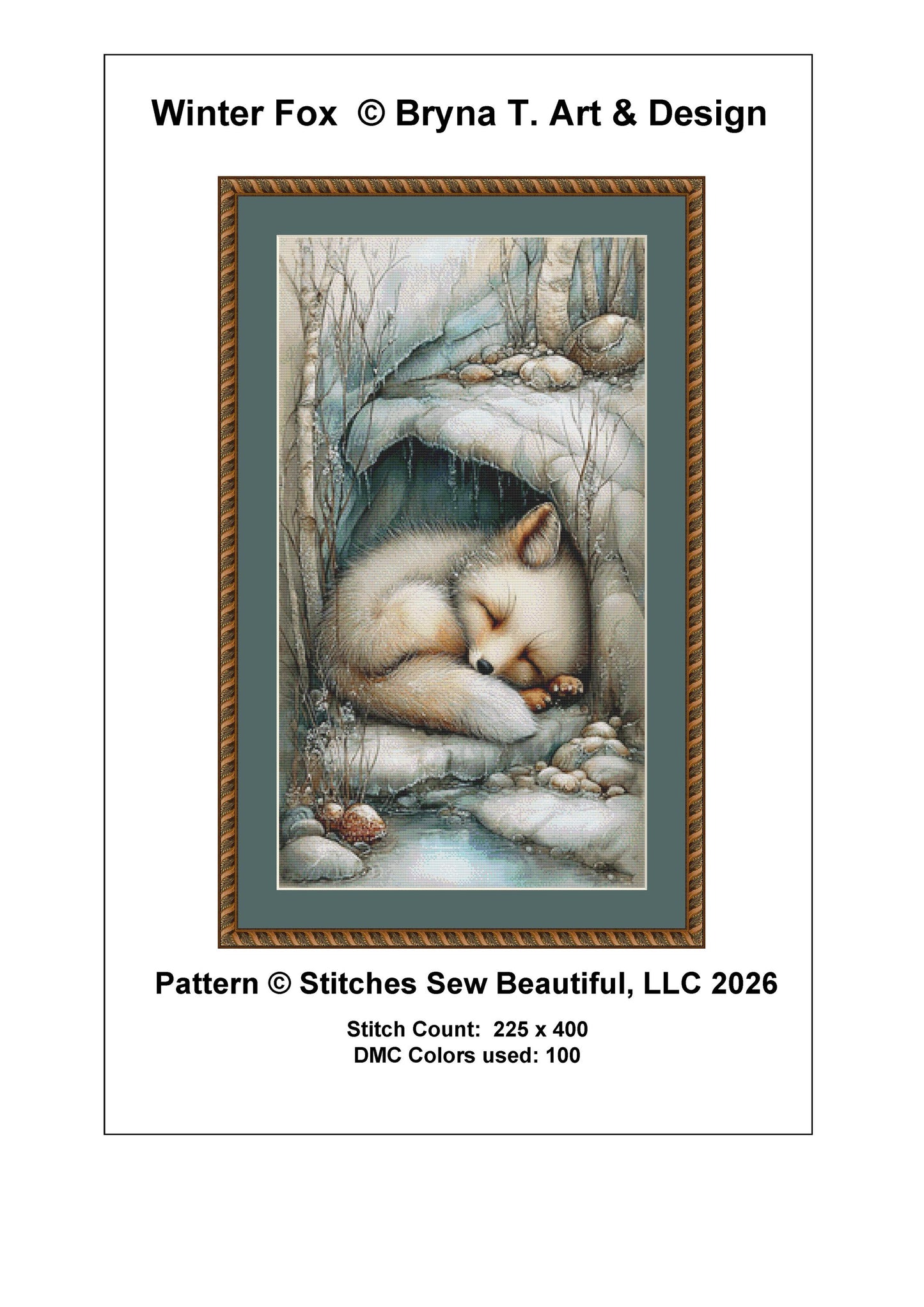 Winter Fox counted cross stitch pattern by Bryna T Art & Design (Digital Format)