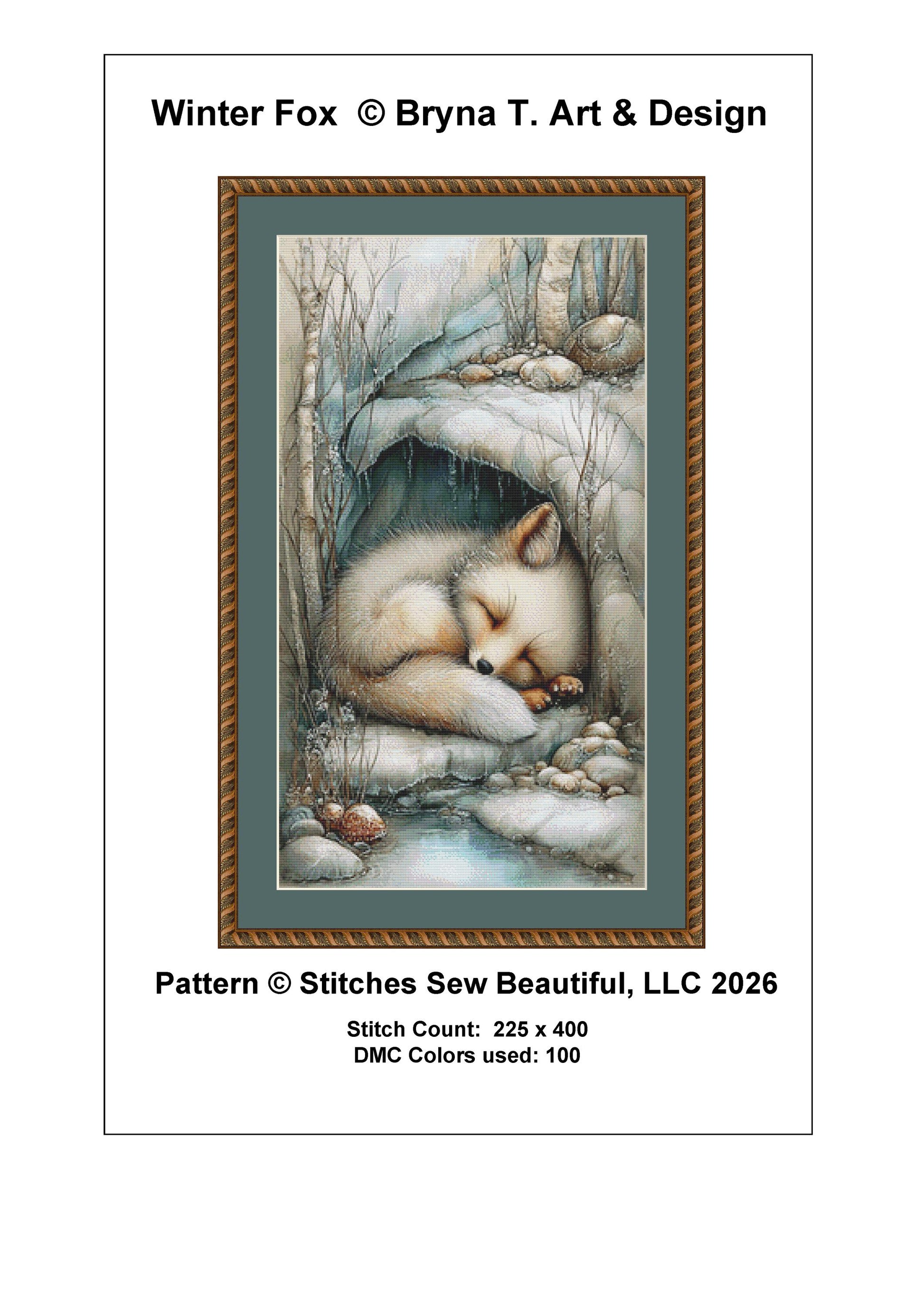 Winter Fox counted cross stitch pattern by Bryna T Art & Design (Digital Format)