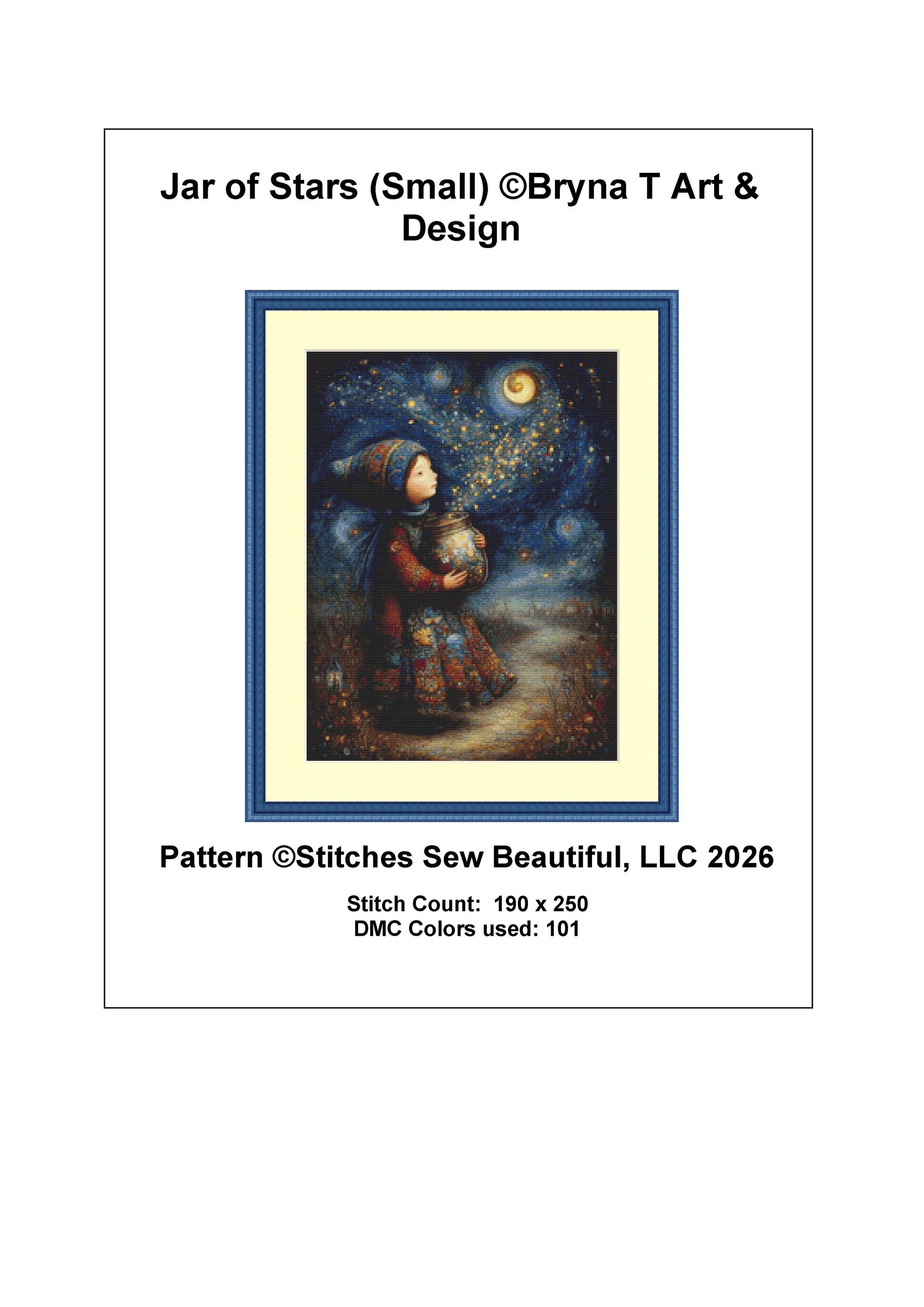 Jar of Stars (Small) counted cross stitch pattern by Bryna T Art & Design (Digital Format)