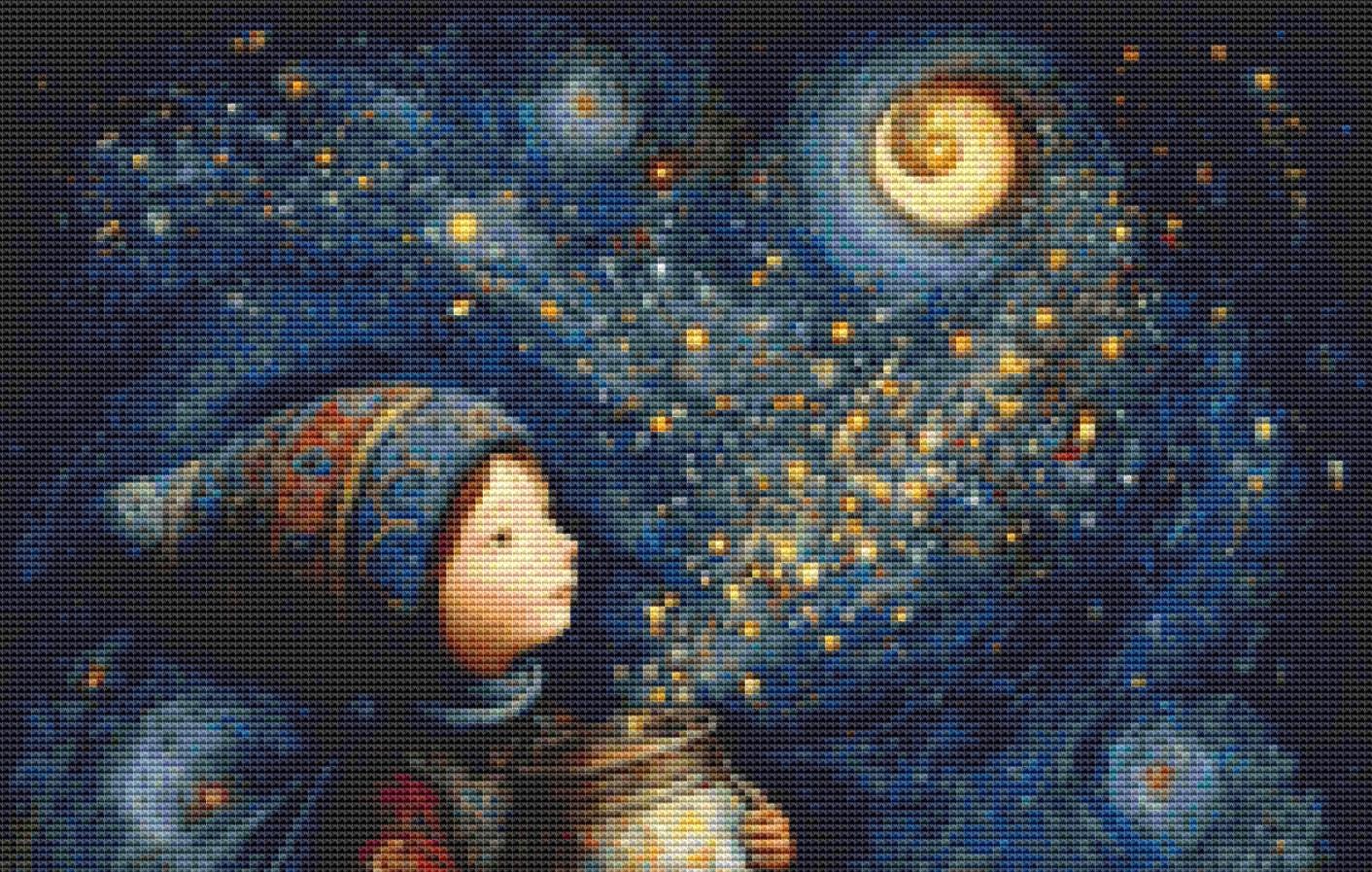 Jar of Stars (Small) counted cross stitch pattern by Bryna T Art & Design (Digital Format)