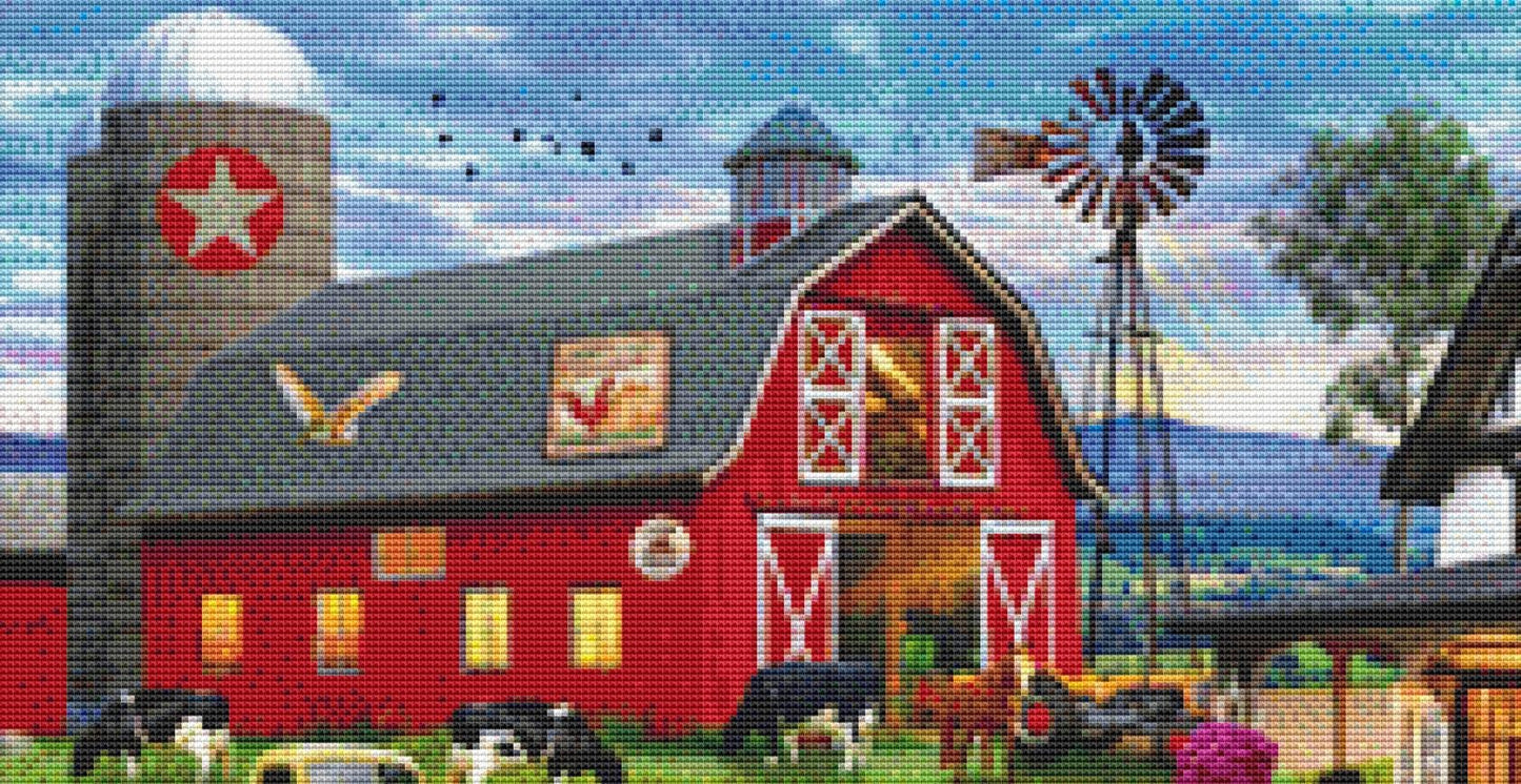 Grandpa's Farm (Max Color) counted cross stitch pattern by David Maclean, Licensed by MGL, www.mglart.com (Digital Format)