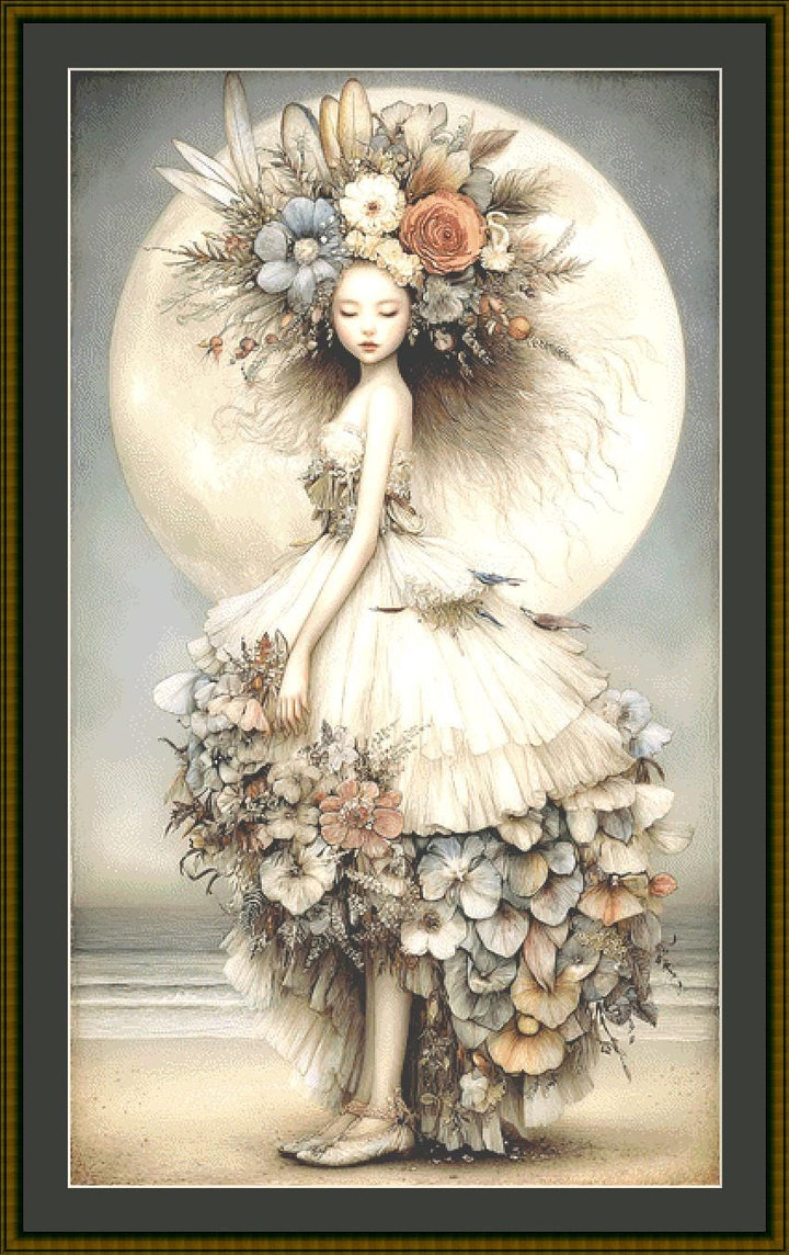 Moonstruck (Max Size/Color) counted cross stitch pattern by Bryna T Art & Design (Digital Format)