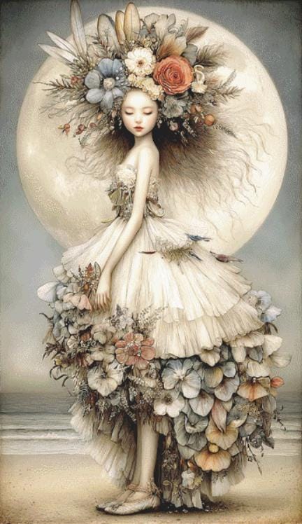 Moonstruck (Max Size/Color) counted cross stitch pattern by Bryna T Art & Design (Digital Format)