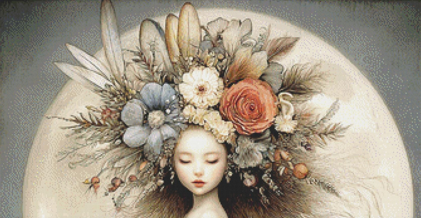 Moonstruck (Max Size/Color) counted cross stitch pattern by Bryna T Art & Design (Digital Format)