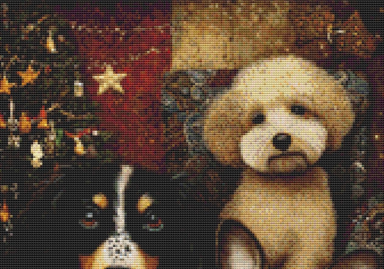3 Dogs at Christmas (Small) counted cross stitch pattern by Bryna T Art & Design (Digital Format)