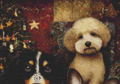 3 Dogs at Christmas (Small) counted cross stitch pattern by Bryna T Art & Design (Digital Format)