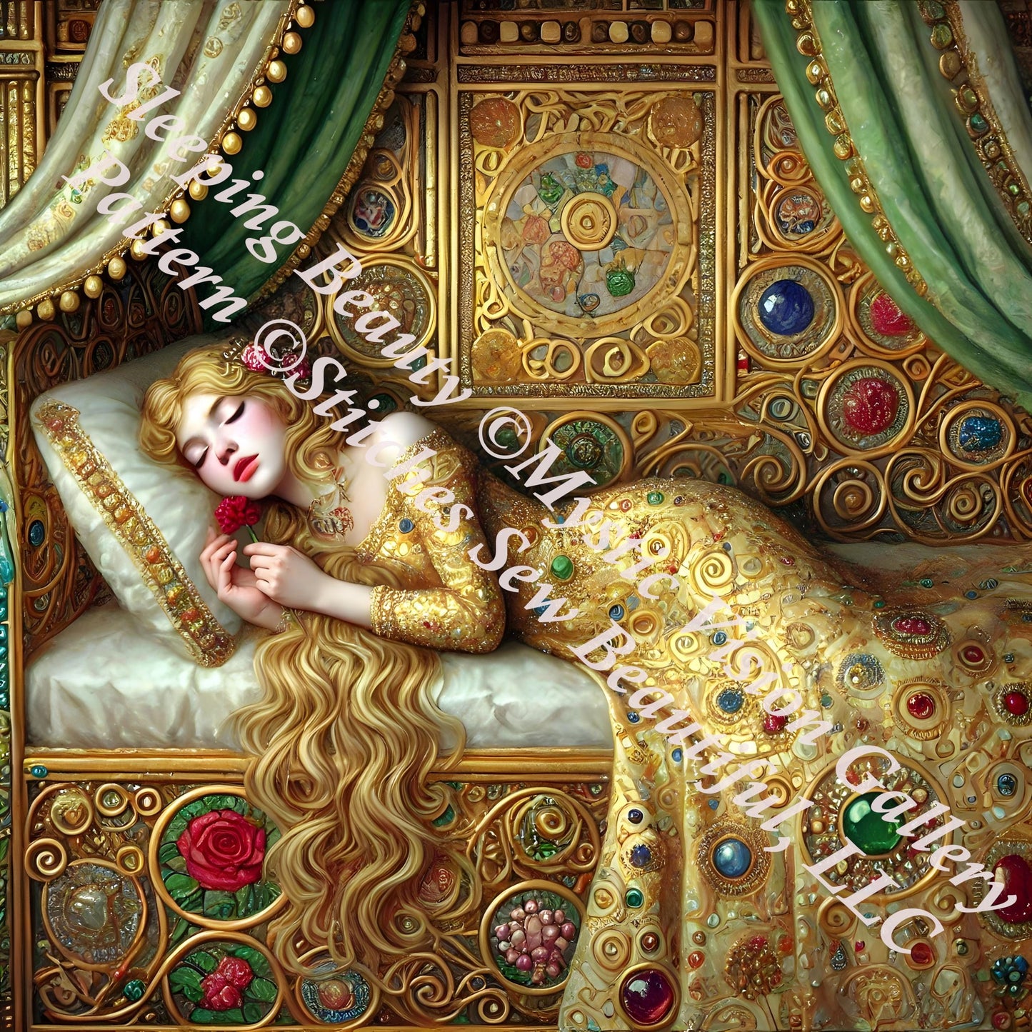 Sleeping Beauty (Small) counted cross stitch pattern by Mystic Vision Gallery (Digital Format)