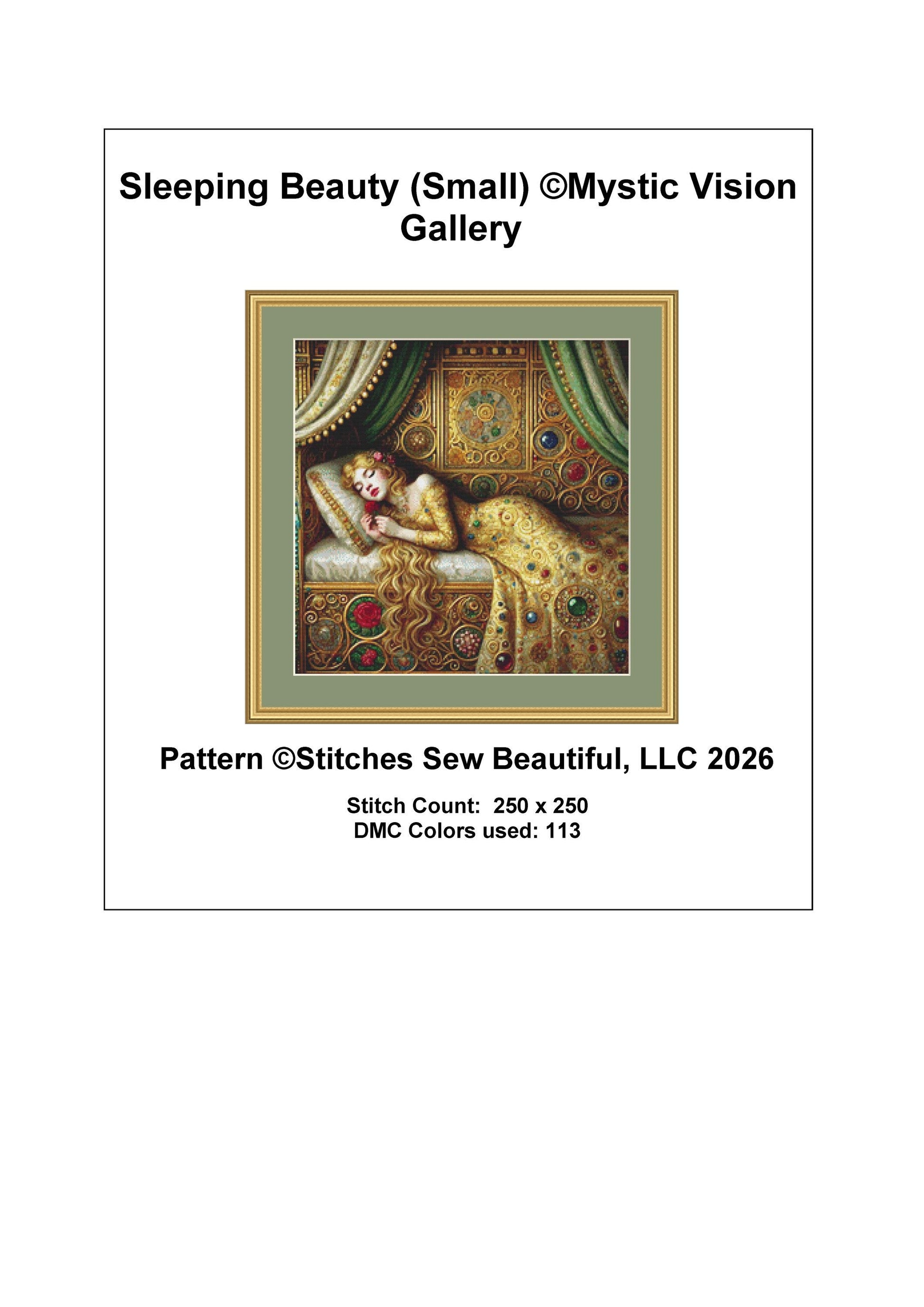 Sleeping Beauty (Small) counted cross stitch pattern by Mystic Vision Gallery (Digital Format)
