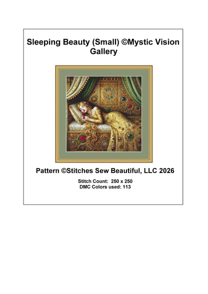 Sleeping Beauty (Small) counted cross stitch pattern by Mystic Vision Gallery (Digital Format)