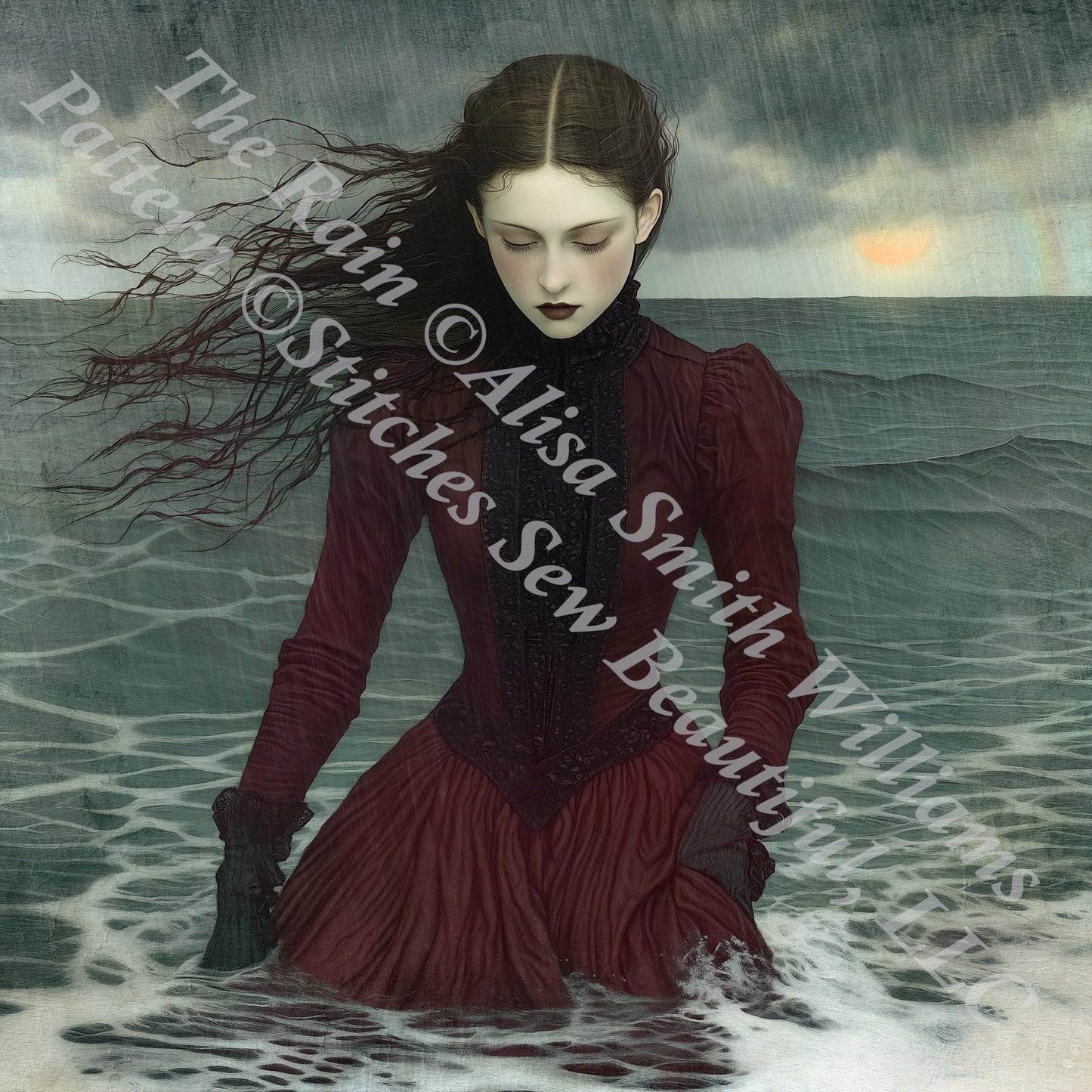 The Rain (Small) counted cross stitch pattern by Alisa Smith Williams (Digital Format)