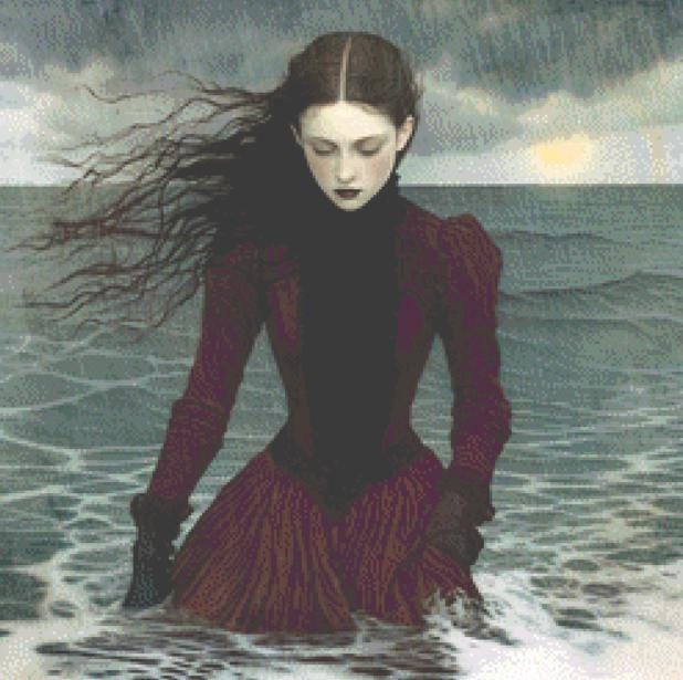 The Rain (Small) counted cross stitch pattern by Alisa Smith Williams (Digital Format)