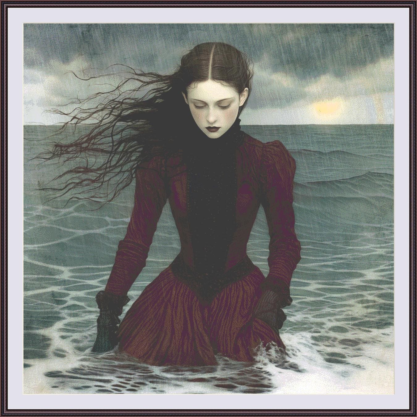 The Rain (Max Size/Color) counted cross stitch pattern by Alisa Smith Williams (Digital Format)