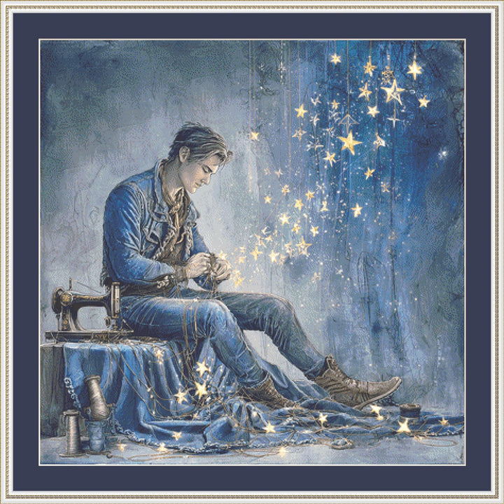 Stitching Denim Dreams counted cross stitch pattern by Bryna T Art & Design (Digital Format)