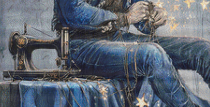 Stitching Denim Dreams counted cross stitch pattern by Bryna T Art & Design (Digital Format)