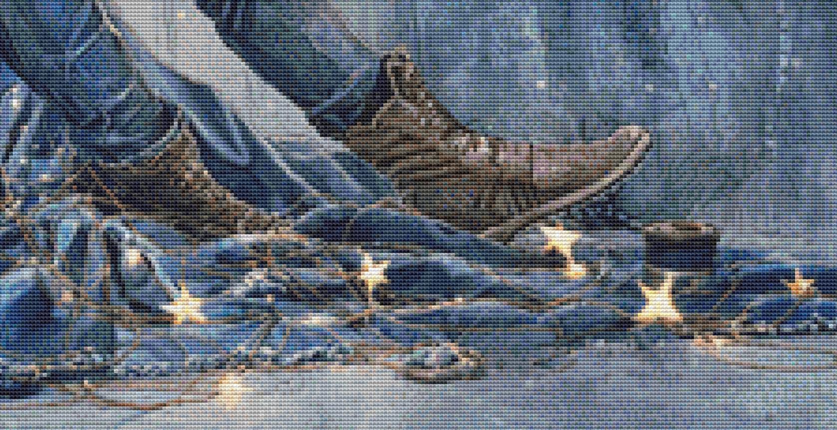 Stitching Denim Dreams counted cross stitch pattern by Bryna T Art & Design (Digital Format)