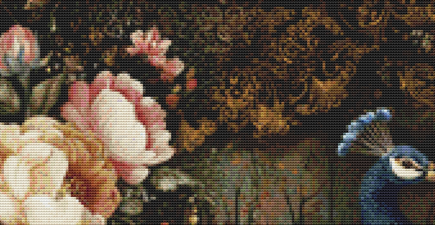 Peacocks 2 counted cross stitch pattern by Bryna T Art & Design (Digital Format)
