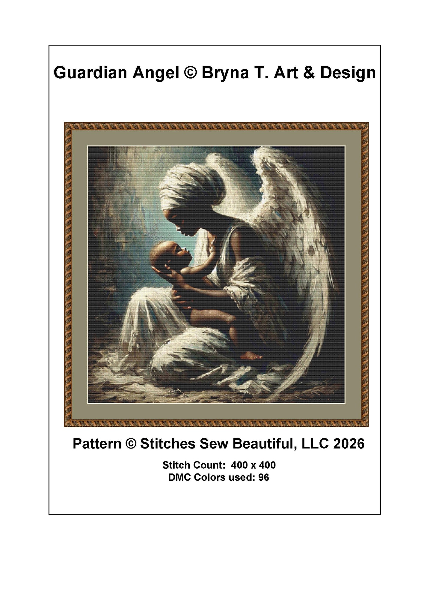 Guardian Angel counted cross stitch pattern by Bryna T. Art & Design (Digital Format)
