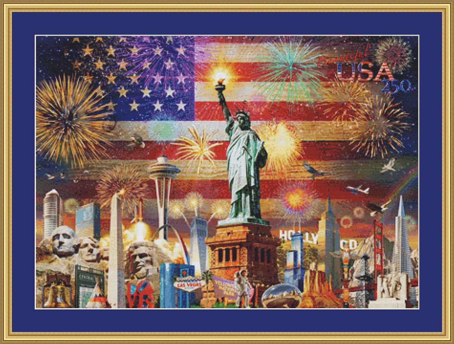 Patriotic Sights USA counted cross stitch pattern by Adrian Chesterman, Licensed by MGL, www.mglart.com (Digital Format)