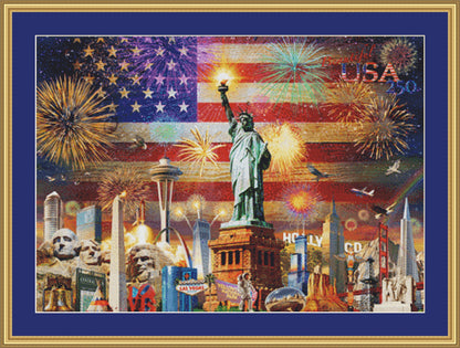 Patriotic Sights USA counted cross stitch pattern by Adrian Chesterman, Licensed by MGL, www.mglart.com (Digital Format)
