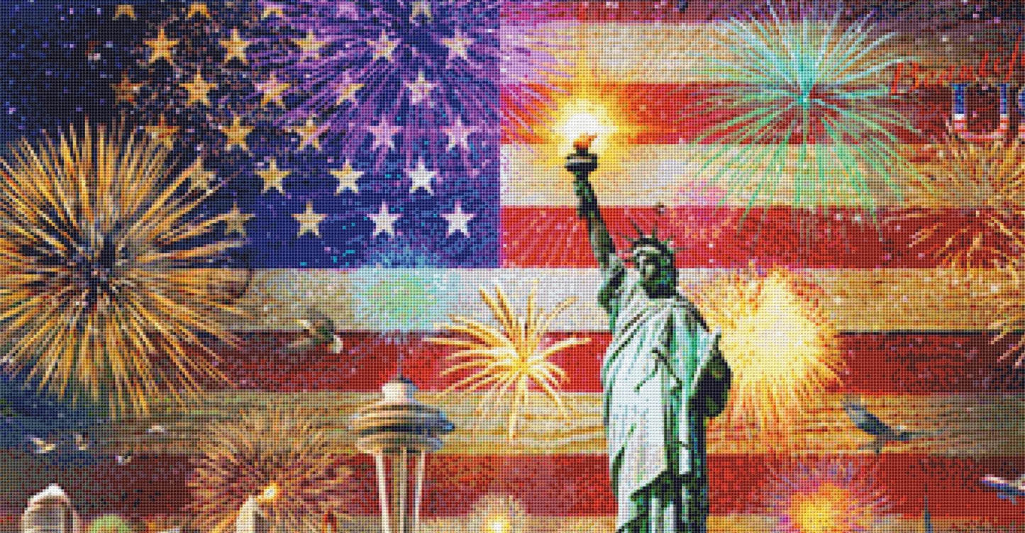 Patriotic Sights USA counted cross stitch pattern by Adrian Chesterman, Licensed by MGL, www.mglart.com (Digital Format)