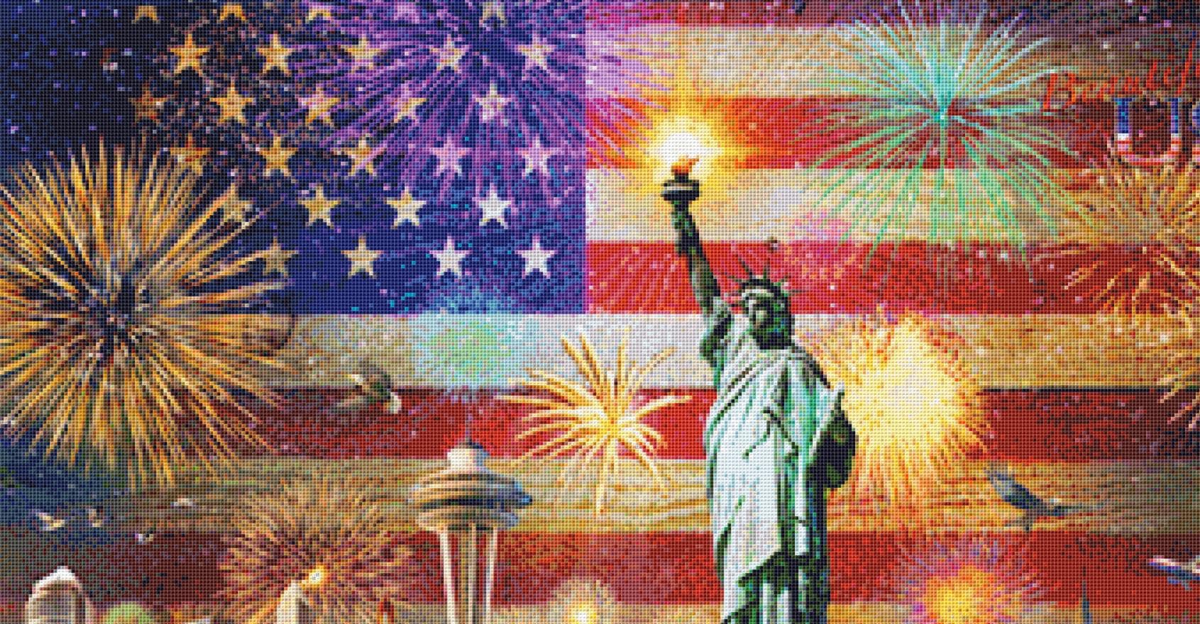 Patriotic Sights USA counted cross stitch pattern by Adrian Chesterman, Licensed by MGL, www.mglart.com (Digital Format)
