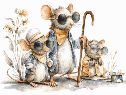 3 Blind Mice counted cross stitch pattern by Bryna T Art & Design (Digital Format)