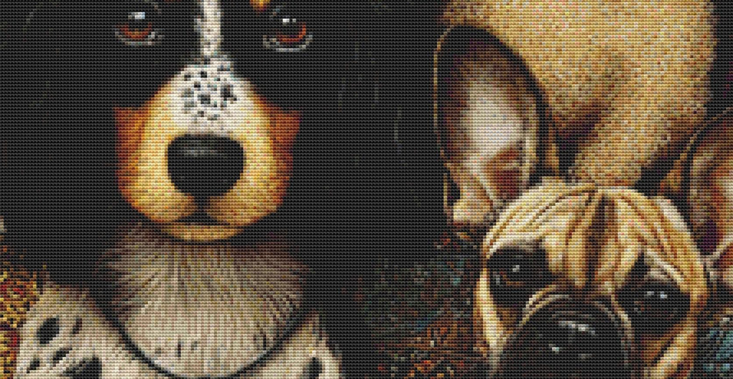 3 Dogs at Christmas counted cross stitch pattern by Bryna T Art & Design (Digital Format)