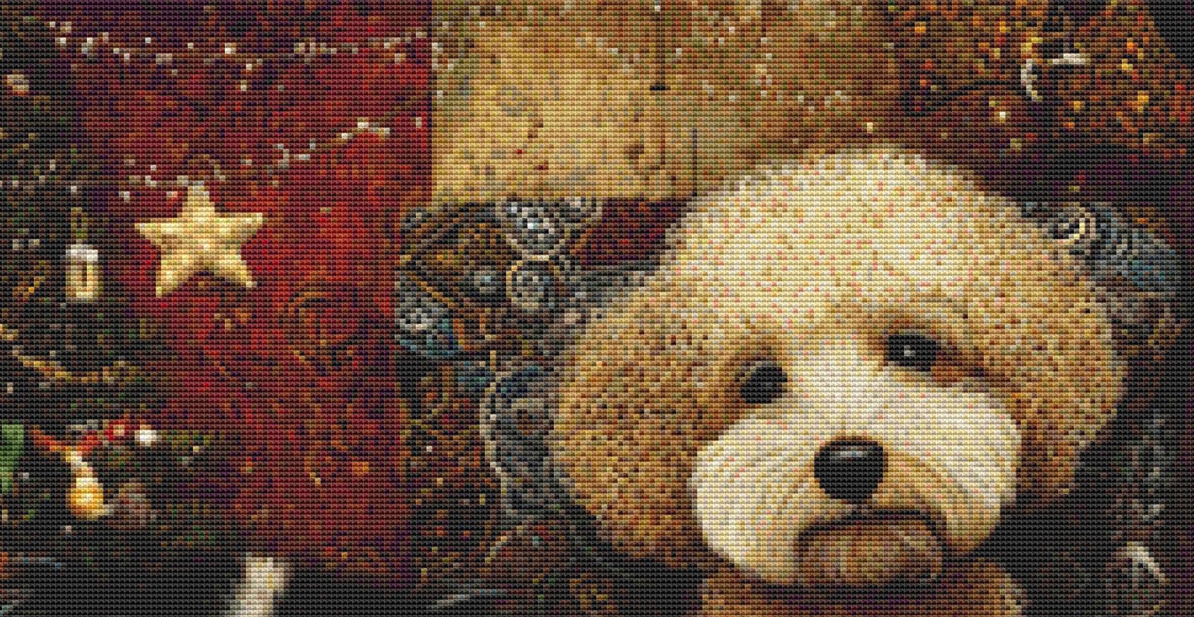 3 Dogs at Christmas counted cross stitch pattern by Bryna T Art & Design (Digital Format)