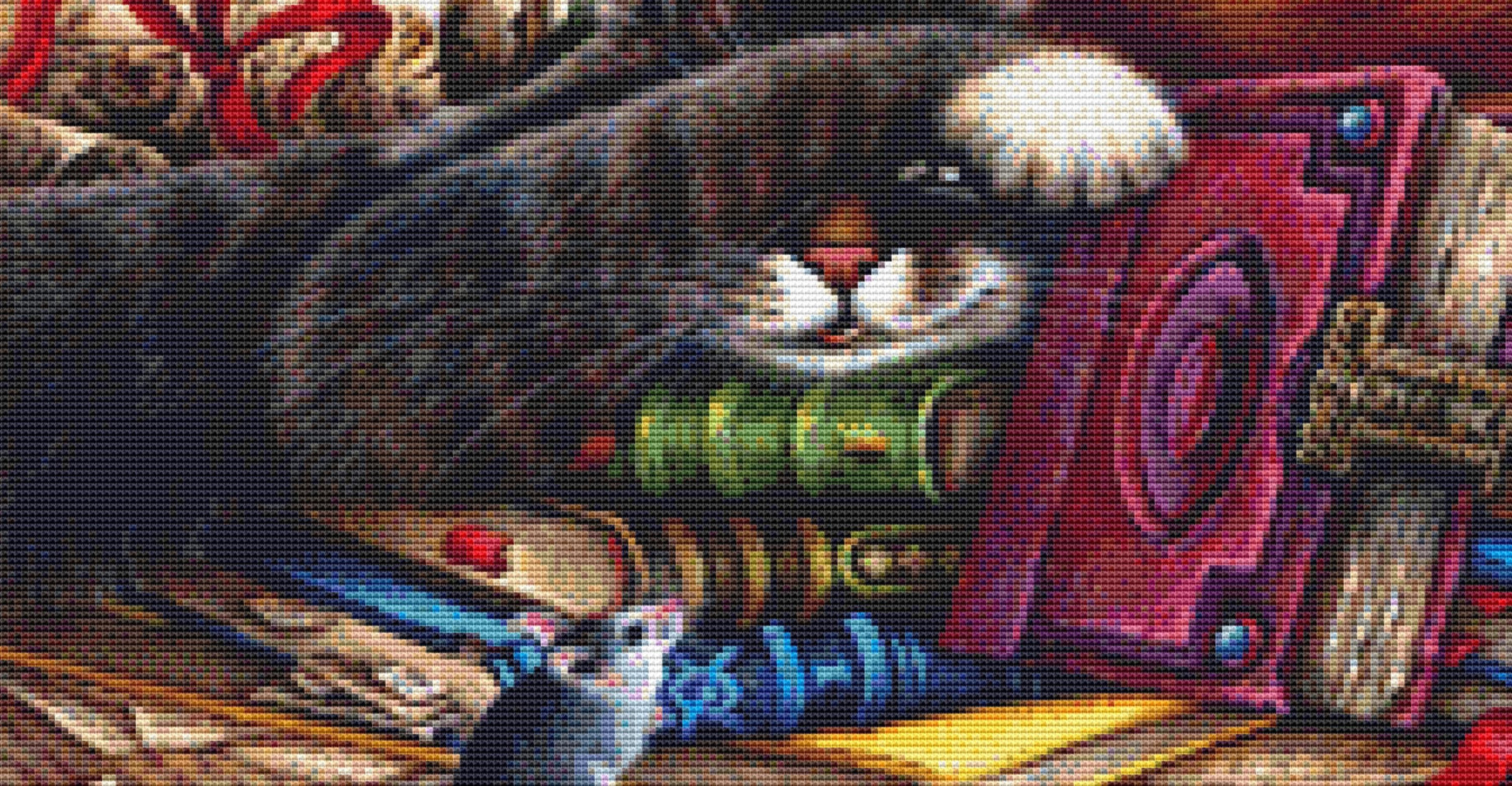 The Old Book Shop Cats counted cross stitch pattern by Irina Garmashova-Cawton, Licensed by MGL, www.mglart.com (Digital Format)