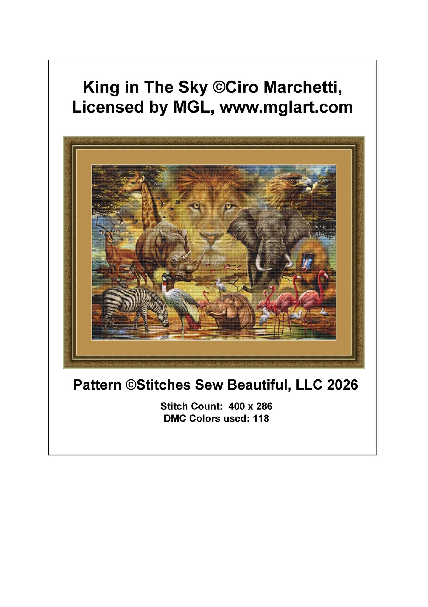 King in The Sky counted cross stitch pattern by Ciro Marchetti, Licensed by MGL, www.mglart.com (Digital Format)