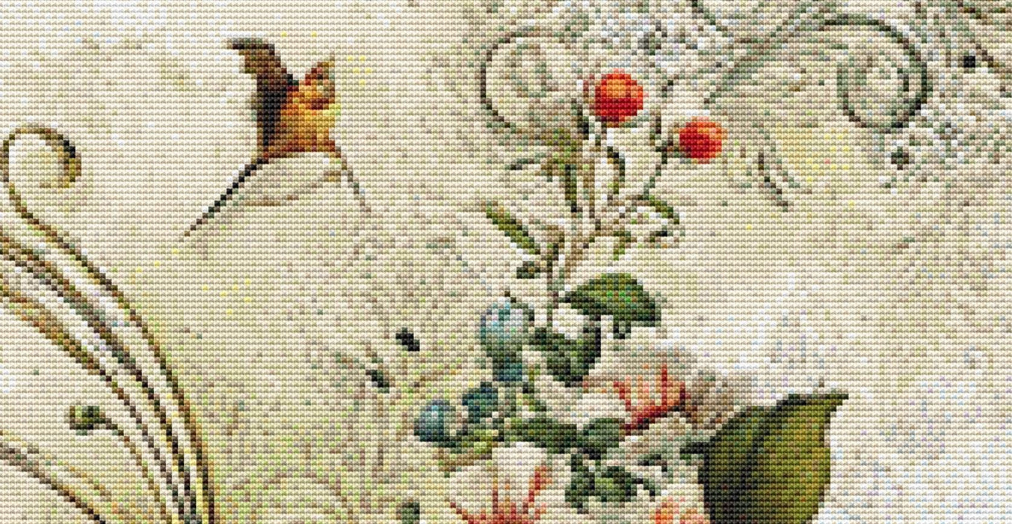 Chintz Floral counted cross stitch pattern by Bryna T Art & Design (Digital Format)