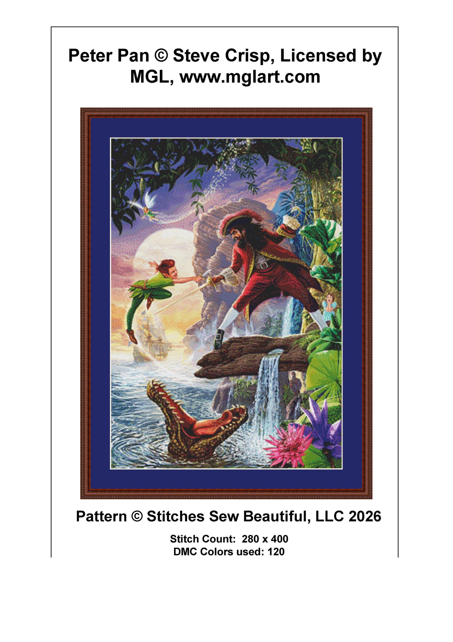 Peter Pan counted cross stitch pattern by Steve Crisp, Licensed by MGL, www.mglart.com (Digital Format)