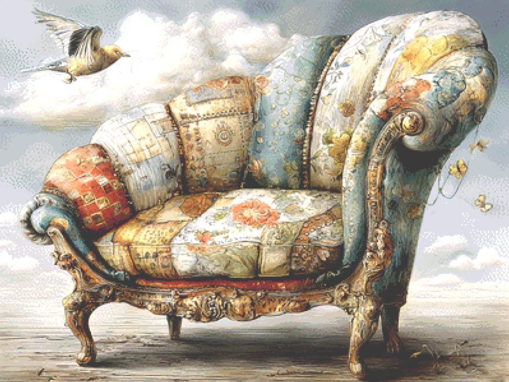Chair counted cross stitch pattern by Bryna T Art & Design (Digital Format)