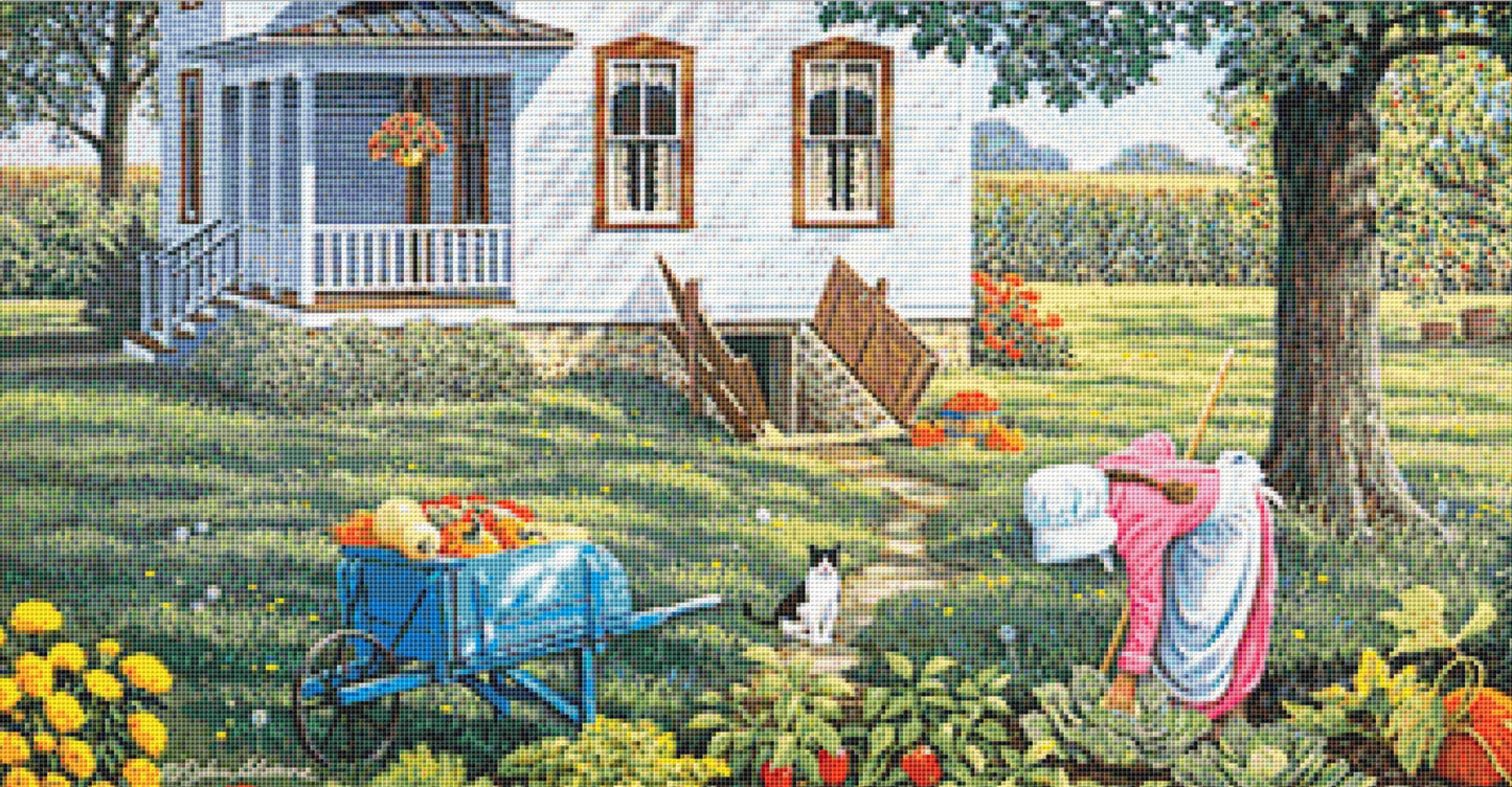 Farmer's Daughter full coverage counted cross stitch pattern by John Sloane (Digital Format)