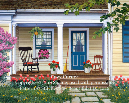 Cozy Corner full coverage counted cross stitch pattern by John Sloane (Digital Format)