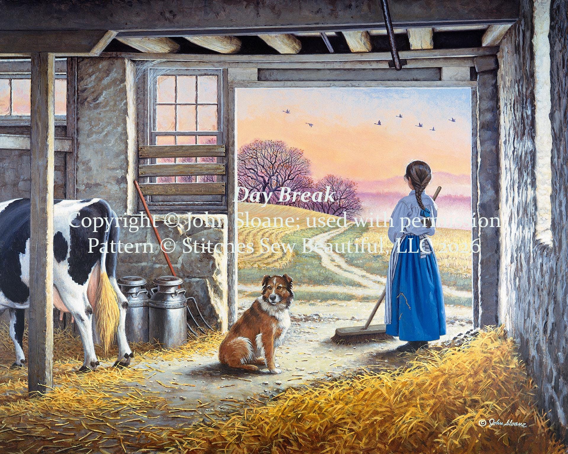 Day Break full coverage counted cross stitch pattern by John Sloane (Digital Format)
