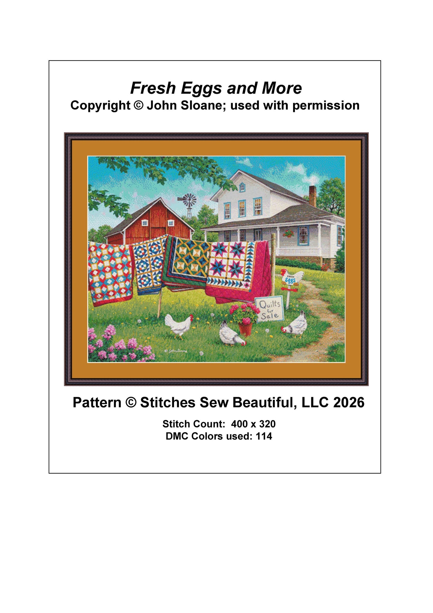 Fresh Eggs and More full coverage counted cross stitch pattern by John Sloane (Digital Format)