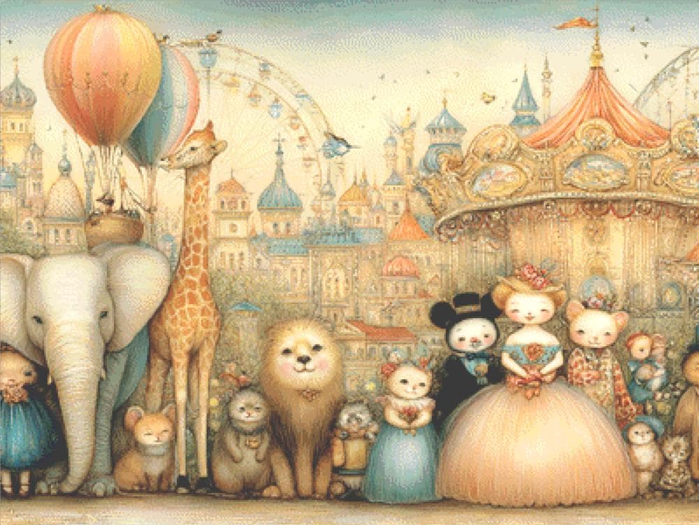 Amusement Park counted cross stitch pattern by Bryna T Art & Design (Digital Format)