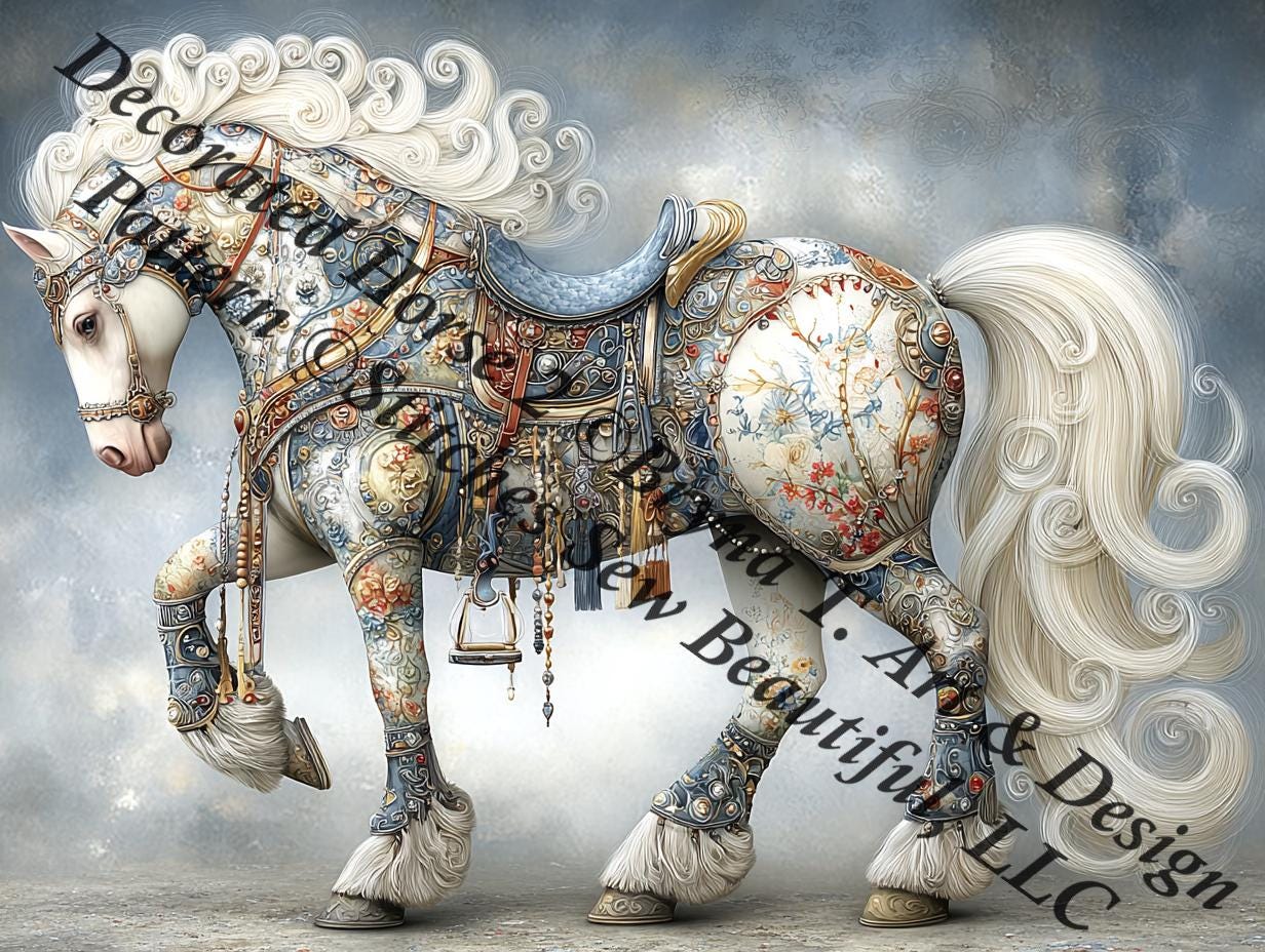 Decorated Horse 2 counted cross stitch pattern by Bryna T Art & Design (Digital Format)
