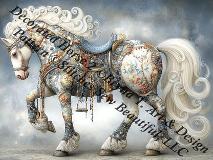Decorated Horse 2 counted cross stitch pattern by Bryna T Art & Design (Digital Format)