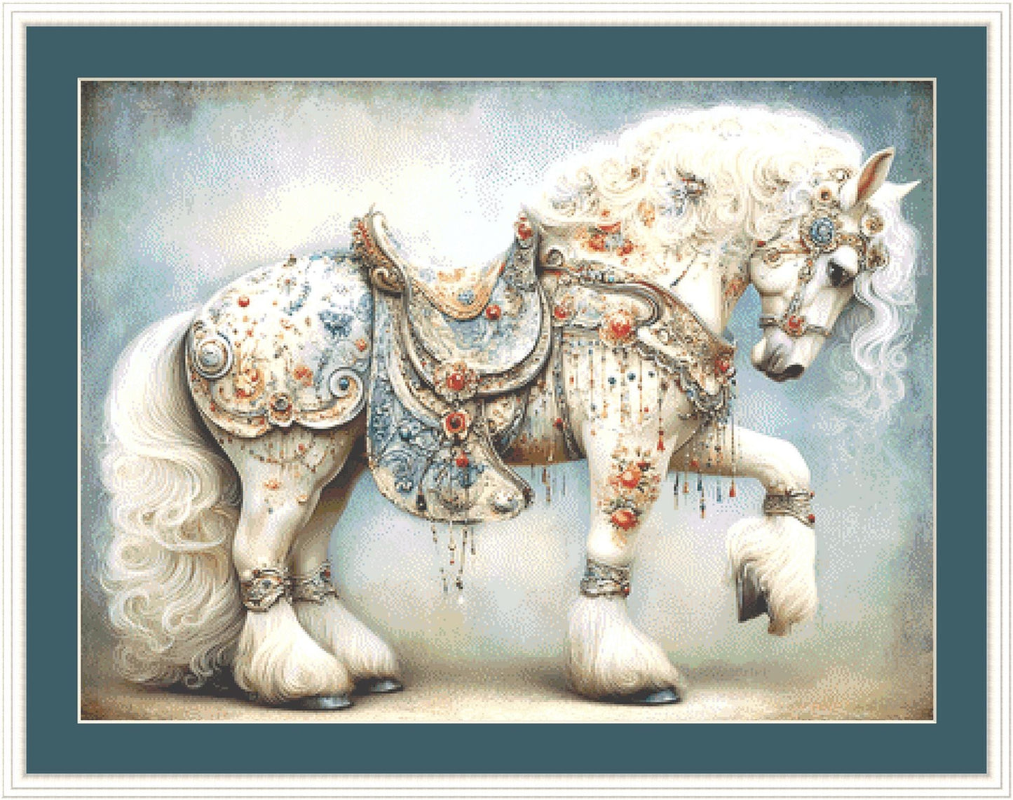 Decorated Horse 3 counted cross stitch pattern by Bryna T Art & Design (Digital Format)
