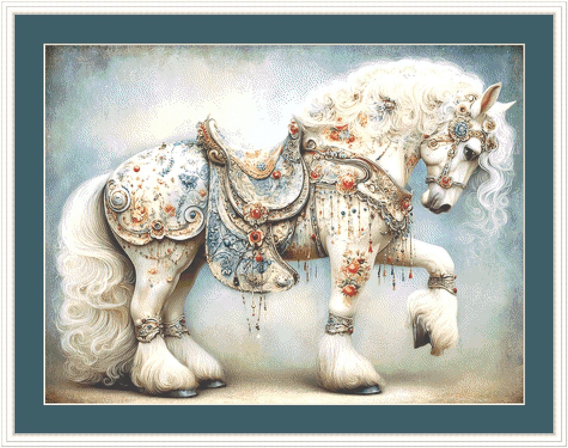 Decorated Horse 3 counted cross stitch pattern by Bryna T Art & Design (Digital Format)