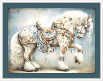 Decorated Horse 3 counted cross stitch pattern by Bryna T Art & Design (Digital Format)
