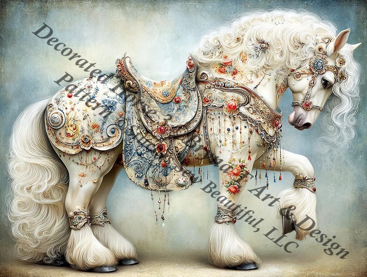 Decorated Horse 3 counted cross stitch pattern by Bryna T Art & Design (Digital Format)