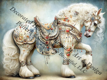 Decorated Horse 3 counted cross stitch pattern by Bryna T Art & Design (Digital Format)