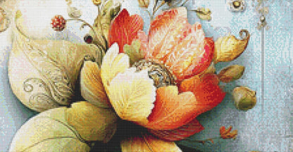 Floral and Quilt counted cross stitch pattern by Bryna T Art & Design (Digital Format)
