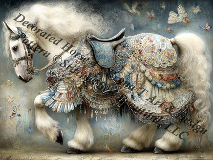 Decorated Horse 4 counted cross stitch pattern by Bryna T Art & Design (Digital Format)
